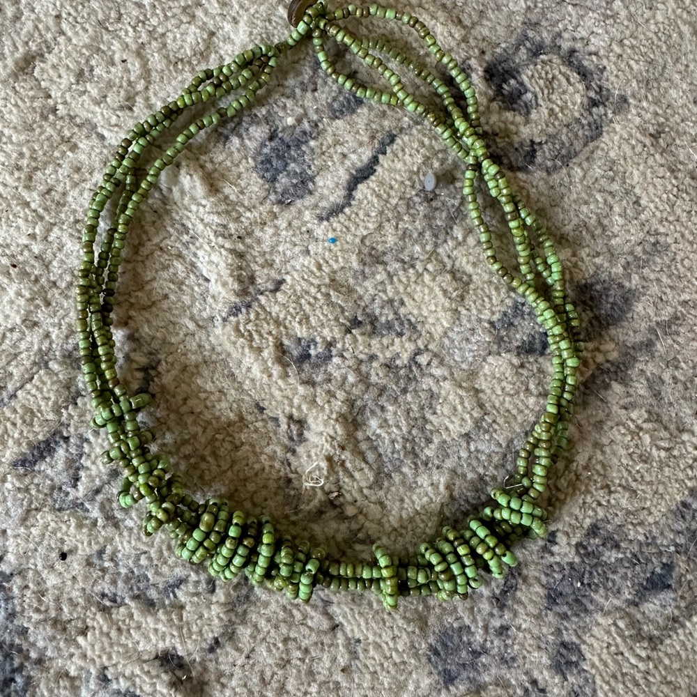 Elegant Green Beaded Necklace, Handmade in Indonesia